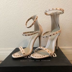 Missguided Nude Studded Heels - UK Sz 3/36